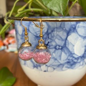 Let’s Party in Pink - glass bobble earrings, brass